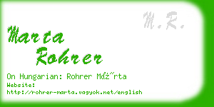 marta rohrer business card